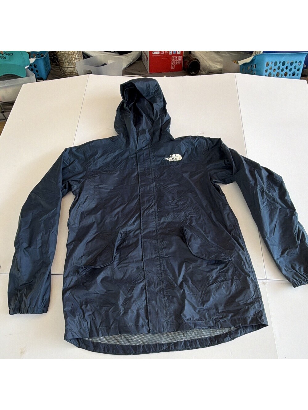 The North Face Boys Hooded Rain Jacket Full Zip Blue XL 18/20